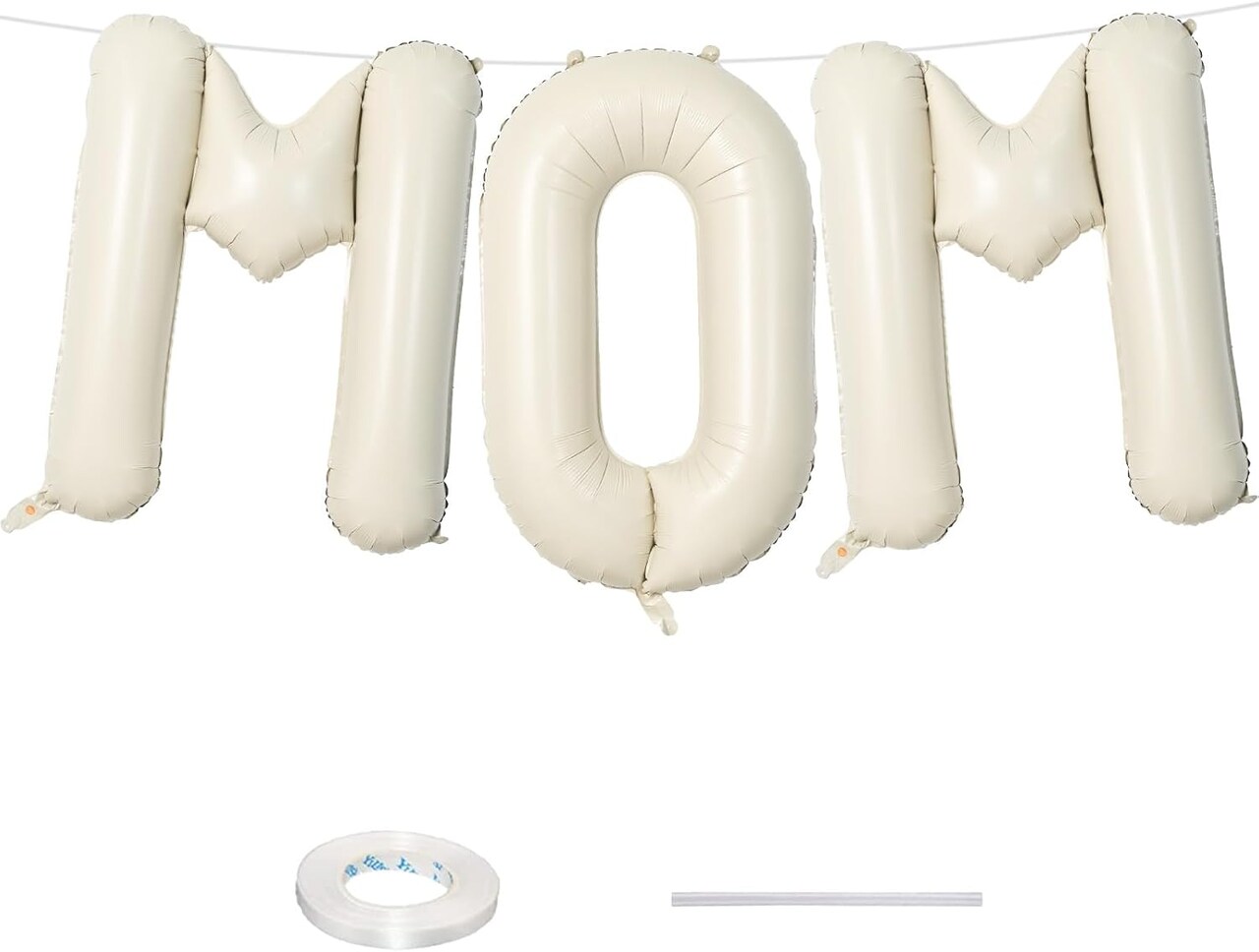40 Inch Beige Mom Balloons for Mothers Day Decorations, Large Cream Mother's Day Mylar Foil Balloon Letter, Ivory White Sand Mom Alphabet Sign for Mama Birthday Baby Shower Party Decor Supplies